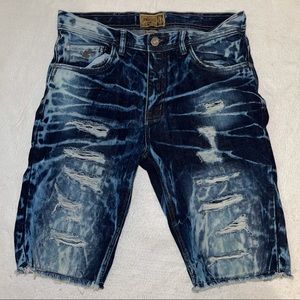 Grindhouse Blue White Jean Shorts Mens Size 34